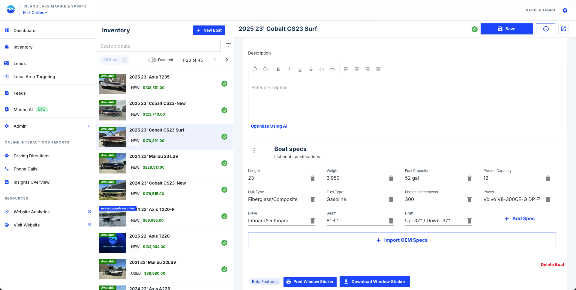 marine manager screenshot